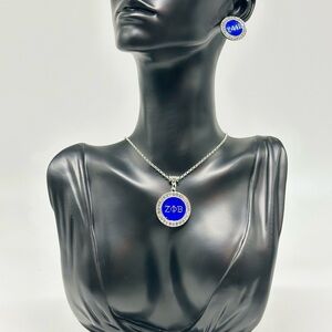 Zeta Phi Beta Pendant Necklace and Stud Earring Set